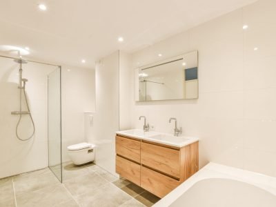 The interior design and decoration of a nice and modern bathroom